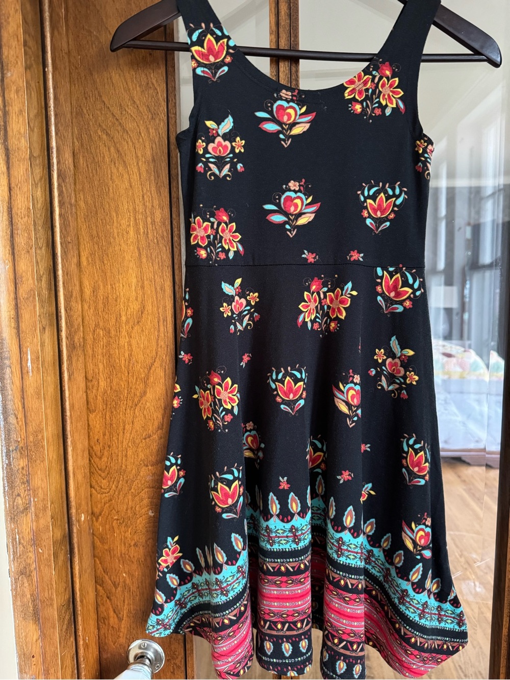 Angie Girls Black Floral Dress, XL